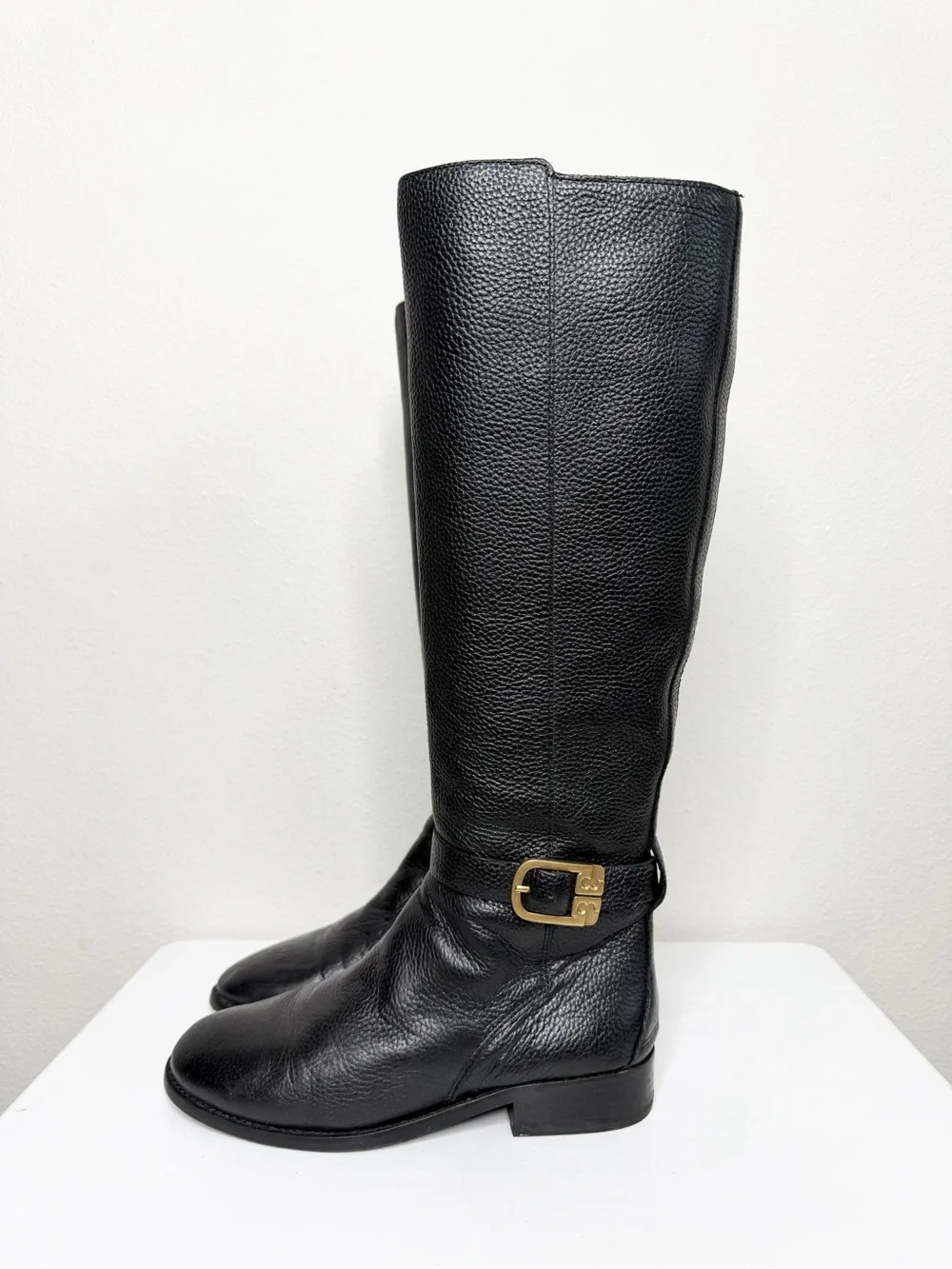 Tory Burch Brooke Classic Black Knee High Leather Riding Boots Size 6